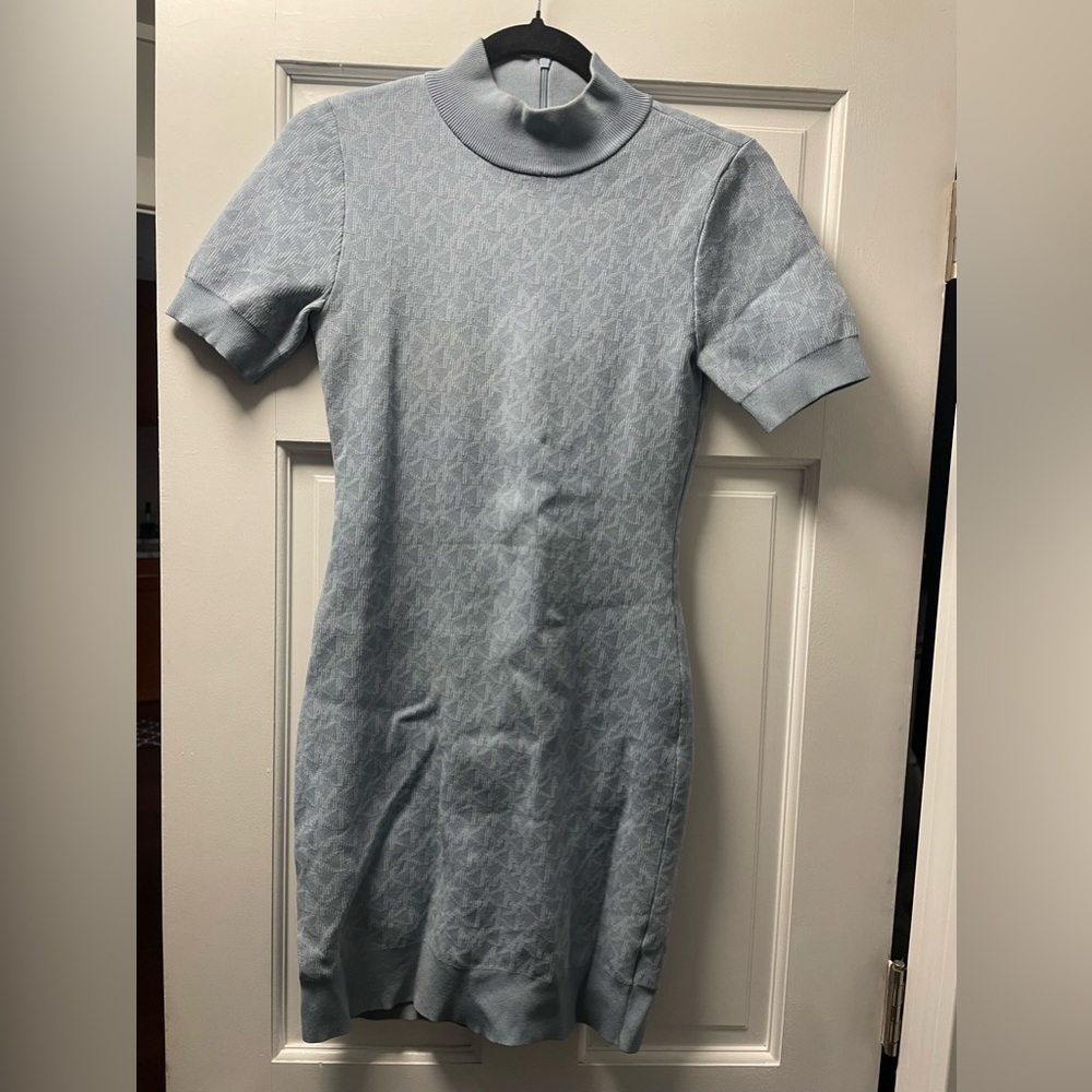 Michael Michael Kors Logo Jacquard Mock Neck Dress
